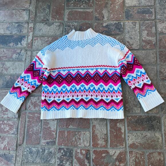 LOFT Ann Taylor Winter Sweater Christmas Pullover Cozy Pink White Size XL - Picture 3 of 3